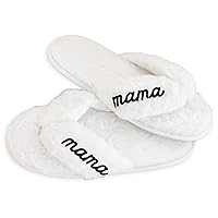 Mama Slippers Mother’s Day Gift Idea Baby Shower New Mom Pregnancy Gift White One Size
