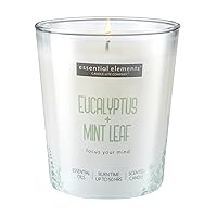 by Candle-lite Scented Candles Eucalyptus & Mint Leaf Fragrance, One 9 oz. Single-Wick Aromatherapy Candle with 50 Hours of Burn Time, Off-White Color