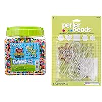 Perler Beads Assorted Multicolor Fuse Beads for Kids Crafts, 11000 pcs & Beads Assorted Small and Large Pegboards for Kid's Crafts, 6 pcs