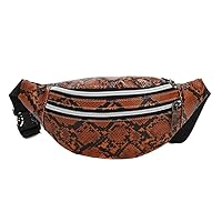 Fanny Pack Women, Waist Bag Snakeskin Belt Bag Fanny Pack Beach Travel Banana Fashion Crossbody Phone Pouch Women Purse Girl Chest Bag (White)