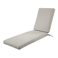 Classic Accessories Ravenna Water-Resistant Outdoor Chaise Cushion, 80 x 26 x 3 Inch, Mushroom, Chaise Lounge Cushions Outdoor, Lounge Chair Cushion, Patio Furniture Cushions