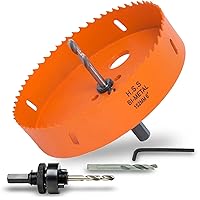 6 Inch Hole Saw with Arbor for Metal Wood and Plastic Cutting, 152mm Bi-Metal Hole Cutter for Different Project with Smooth and Flat Drilling Edge, Fast Chip Removal, Handy Hole Saw Kit Set