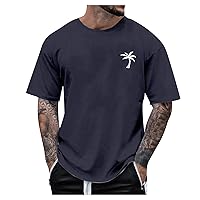 Men's Retro Creative Letter Print Fashion T-Shirt Muscle Round Neck Short Sleeve Loose Summer Casual Tops
