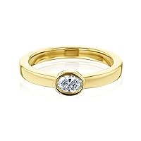 Kobelli Lab Grown Diamond Solitaire Orisa Ring Oval Cut Bezel Set 14k Gold