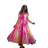 Women's Printed Faux Georgette Lightweight Comfortable Gown with Dupatta (H_F_668_Pink)