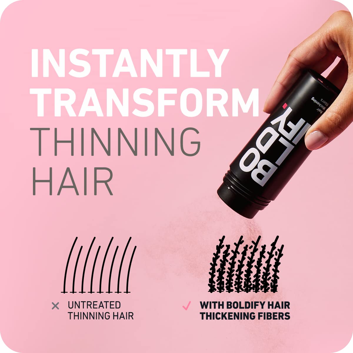 BOLDIFY Hair Fibers for Thinning Hair (AUBURN) Hair Powder - 12g Bottle - Undetectable & Natural Hair Filler Instantly Conceals Hair Loss - Hair Thickener, Topper for Fine Hair for Women & Men​