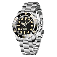 PAGRNE DESIGN GMT Men's Mechanical Automatic Watch Stainless Steel 40 mm Table Diameter 100 m Waterproof Analogue Date Sapphire Glass Mirror Ceramic Bezel
