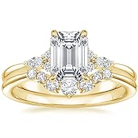 14k Yellow Gold Solitaire 4 CT Emerald Cut Prong Set Moissanite Engagement Ring