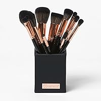 makeup brush set, BH Signature Rose Gold 13 Piece Brush Set with Holder (black)