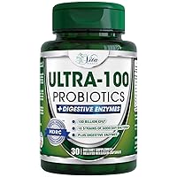 100 Billion Probiotic for Men Multi Enzyme 18 Strains Plus Digestive Enzymes with Mens Probiotics Supports Digestion Gut Health IBS with Lactobacillus Gasseri (100B Probiotic, 30 Count)