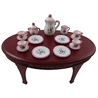 Melody Jane Dolls Houses Dollhouse Pink Floral Dinner Tea Set Porcelain Miniature Dining Accessory 1:12