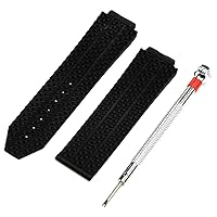 Black Watchband, Watchband with Universal Screwdriver 0.94inch Black Silicone Replacement Watch Band Plaid Unisex Watch Strap