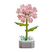 Flower Bouquet Building Set with Base, Pink Carnation Artificial Plant Flowers Building Blocks for Home Office Decor, Birthday Gifts, Desktop Trinkets