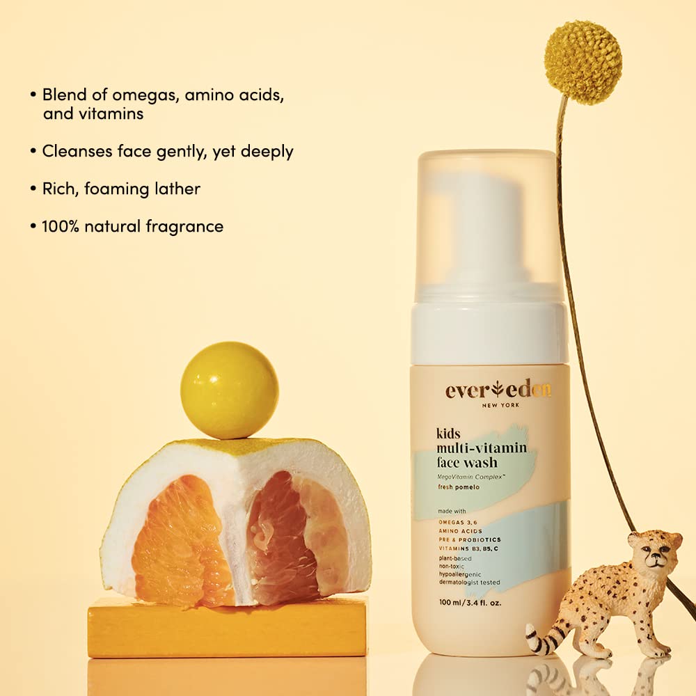 Evereden Premium Baby Sunscreen SPF 30, 2 fl oz, Evereden Kids Face Cream: Fresh Pomelo, 1.7 oz. & Evereden Kids Face Wash: Fresh Pomelo, 3.4 fl oz. | 3 Item Bundle Set | Clean & Natural Skincare