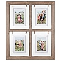 GLM Farmhouse 5x7 Picture Frame Collage with 4 Photos - Window Picture Frame - Collage Picture Frames That Fit Any 4x6 or 5x7 Photo (Large Brown)