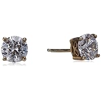 Amazon Essentials Yellow Gold Plated, Platinum or Rose Gold Plated Sterling Silver Infinite Elements Cubic Zirconia Stud Earrings | White, Blue, Green, or Pink Cubic Zirconia (previously Amazon Collection)