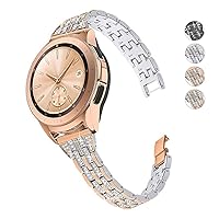 Band Compatible with Samsung Galaxy watch 6/6 Classic/Galaxy Watch 5/5 Pro / 4/4 Classic/Active 2, 20mm Rhinestone Diamond Steel Metal Replacement Strap for Women Men