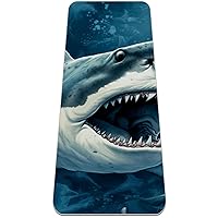 Shark Print Yoga Mat, 1/4 Extra Thick TPE Non Slip Exercise & Fitness Mat for All Types of Yoga, Pilates & Floor Workouts with Yoga Bag (72
