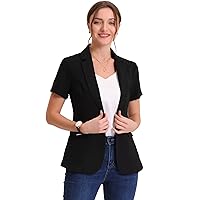 Allegra K Women's Jacket, Office Suit, Short Sleeve, Blazer, One Button