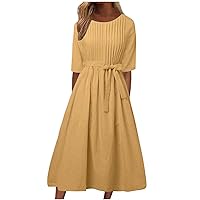 joysale Maxi Dresses for Women 2024 Casual Loose Versatile Long Dress Round Neck Prom Beach Dresses