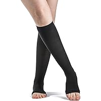 SIGVARIS Women’s Style Soft Opaque 840 Open Toe Calf-High 15-20mmHg - Black - Large Short