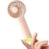 Koonie Portable Mini Handheld Personal Fan, Powerful 3 Speeds Small Desk Fan with LED Light, Cute Design Eyelash Makeup Battery USB Rechargeable for Stylish Women Girls Kids Indoor Outdoor, Pink