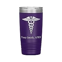 Personalized APRN Tumbler With Name - APRN Gift - 20oz Insulated Engraved Stainless Steel APRN Cup Purple
