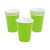 Fun Express - Lime 9 Oz Paper Cups (24pc) - Party Supplies - Solid Tableware - Solid Cups - 24 Pieces