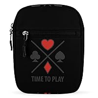 Poker Symbols Time to Play Mini Crossbody Bag Anti-Theft Side Shoulder Bags Messenger Bag Unisex