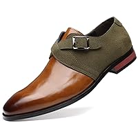 Mens Monk Strap Loafers Easy Slip-On Leather Dress Comfort Lightweight Driving Formal Business Classic Casual Shoes