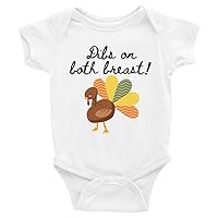 First Thanksgiving Outfit Turkey Infant Bodysuit | Dibs on Both Breast Baby Jumper | New mom or dad Gift | Holiday Outfit