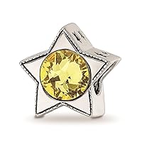 925 Sterling Silver Reflections Preciosa Crystal November Star Bead Measures 11.78x11.45mm Wide Jewelry for Women