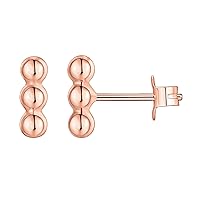 PAVOI 14K Gold Plated 925 Sterling Silver CZ Simulated Diamond Earrings | Dainty Geometric Shape Mini Bar Stud Earrings for Women