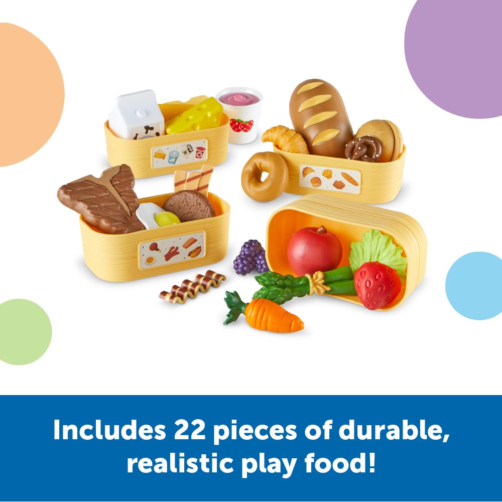 Learning Resources New Sprouts Pick ‘n’ Sort Food Groups, 26 Pieces, Ages 18 Months+, Grocery Store Pretend Play, Play Kitchen Accessories, Play Food for Toddlers