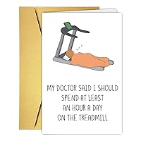 Funny Birthday Card, Gym Treadmill Fitness Theme, Blank Inside for Personal Message, Greeting Card for Mom Dad Friend