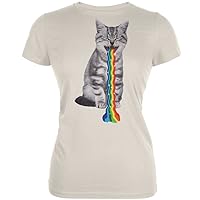 Animal World Rainbow vomit Cat Cream Juniors Soft T-Shirt