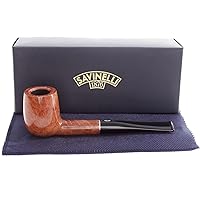 Tre Savinelli Tobacco Pipe - Light & Small Tobacco Pipe Hand Crafted Mediterranean Briar Wood Pipe, Italian Handmade Briar Pipes, Filter-Free 3mm Traditional Wooden Tobacco Pipes, Polished, 104