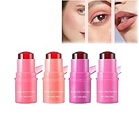 4pcs Milk Jelly Blush, Makeup Lip Tint,Milk Jelly lip stain,Jelly Blush Stick,Cooling Water Tint,Sheer Lip & Cheek Stain - Buildable Watercolor Finish