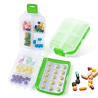 Pill Organizer Weekly,SAINSWIN Travel Foldable Pill Box for Pill,Capsule,Fish Oil,Vitamin,Supplements,Portable 8 Compartments Pill Container 7 Days