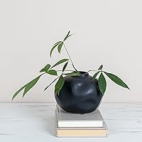Creative Co-Op Pinched Organic Shape Terracotta, Matte Black Vase