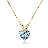 SMILEST Mothers Day Gifts - Heart Birthstone Necklace for Women Mom Sparkle Natural or Created Heart Birthstone Charms 18K White Yellow Rose Gold Plated S925 Sterling Silver Birthday Gifts for Women