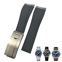 20mm Rubber Watchband Fit for IWC Mark Omega Seamaster 300 AT150 Metal Link Rubber Watchband Curved End Sport Strap (Color : Grey, Size : 20mm)