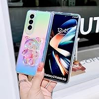 LOFIRY- Rainbow Gradient Transparent Phone Case for Samsung Galaxy Z Fold 5 4 3 Cute 3D Crystal Bracket Hard Ultrathin Cover,Rainbow,for Z Fold 4 (for Z Fold 5,with Bracket)