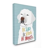 Stupell Industries Be Silly Be Kind Be Honest Light Blue Poster Style Dog Canvas Wall Art, 16 x 20, Multi-Color