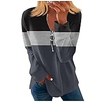 Womens Oversized Sweatshirts Half Zip Casual Pullover Color Block Long Sleeve Shirts Fall Fashion Daily Outfits