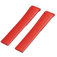 for Patek Philippe Aquanaut 5267/200A-001 Metal Pins Watch Belt 21mm Rubber Watchband (Color : Red, Size : Silver Buckle)