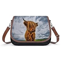 Highland Cow in The Scottish Highlands Women's Crossbody Bag PU Leather Print Shoulder Bag Purse Handbags Gift