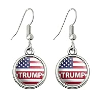 President Trump American Flag Novelty Dangling Drop Charm Earrings