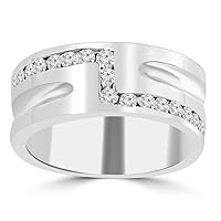 0.65 ct Men's Round Cut Diamond Wedding Band in Channel Setting in 18 kt White Gold
