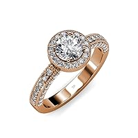 Round IGI Certified Lab Grown Diamond & Natural Diamond 1.42 ctw Women Halo Engagement Ring in 14K Gold